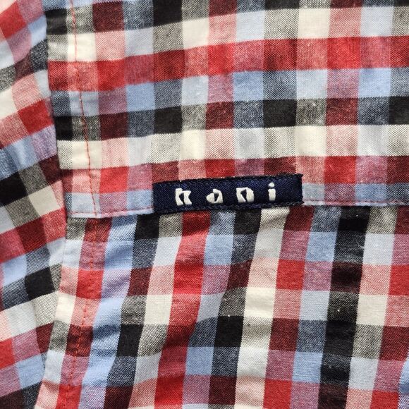 Koni Jean Co. Multi Color Plaid  Button Front Short Sleeve Shirt Size XL - Picture 11 of 13